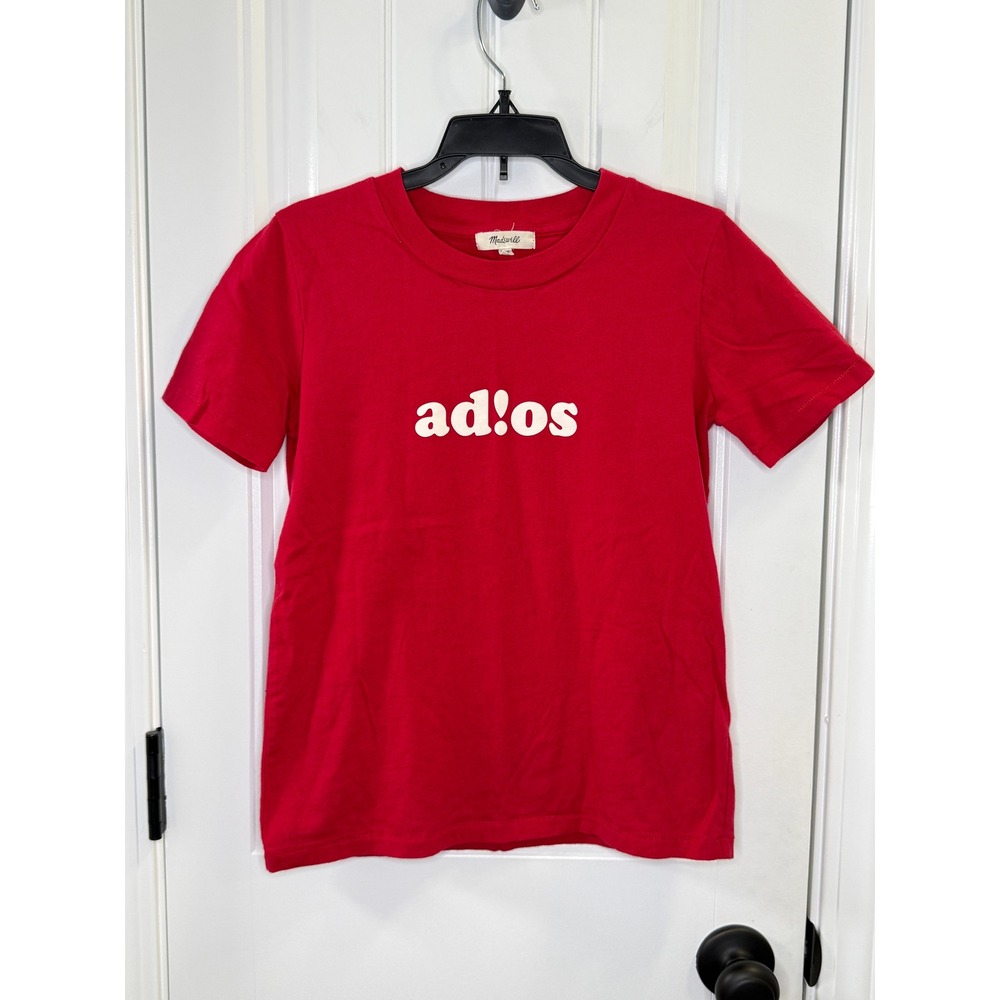 Madewell Womens Adios Graphic Tee Red Minimalist Streetwear Casual XXS